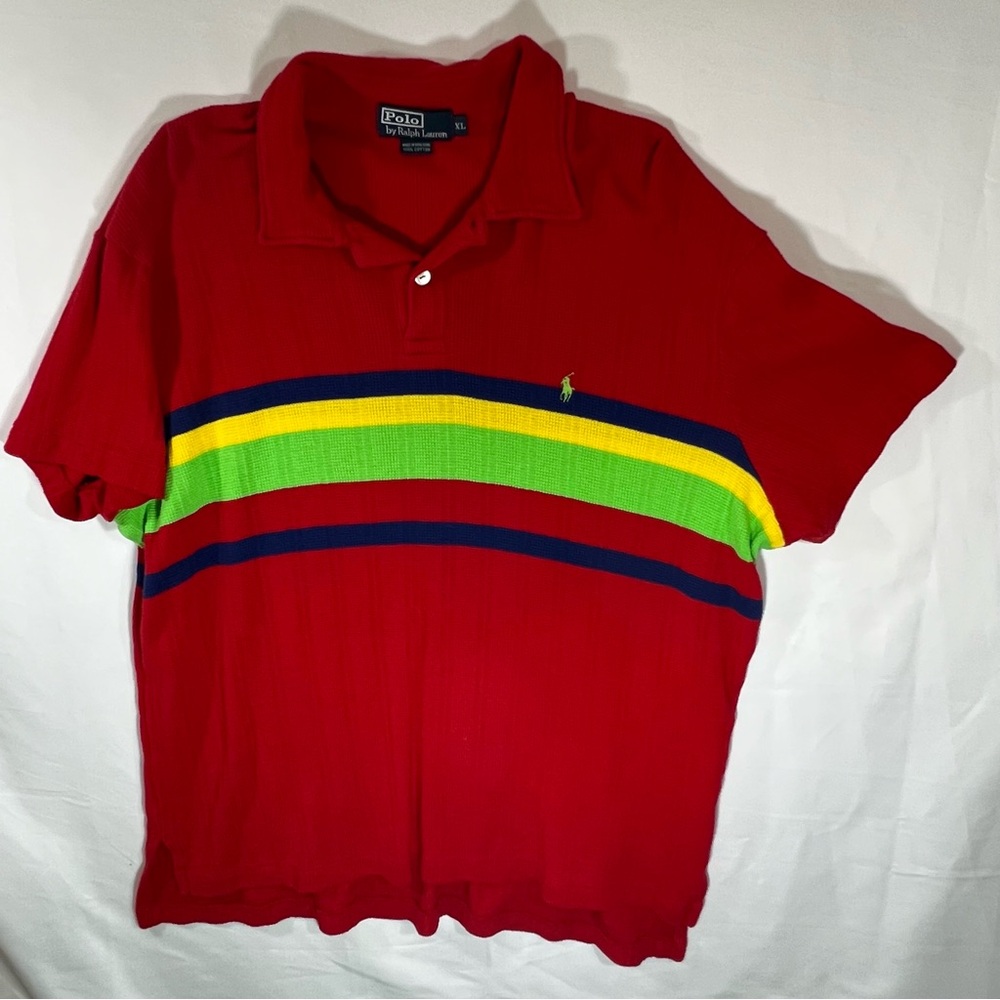 RARE POLO by Ralph Lauren Men’s 100% Cotton Collared Polo Shirt XL VINTAGE (B17)